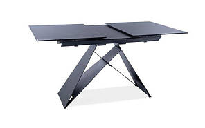 Стіл обідів Westin SC метал Чорний матовий, столиця скло+керамика Білий 120-160 x80х76 см (Signal ТМ)