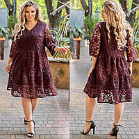 Гарне мереживне жіноче плаття з вишивкою великих розмірів (р.42-56) Арт-3750/51