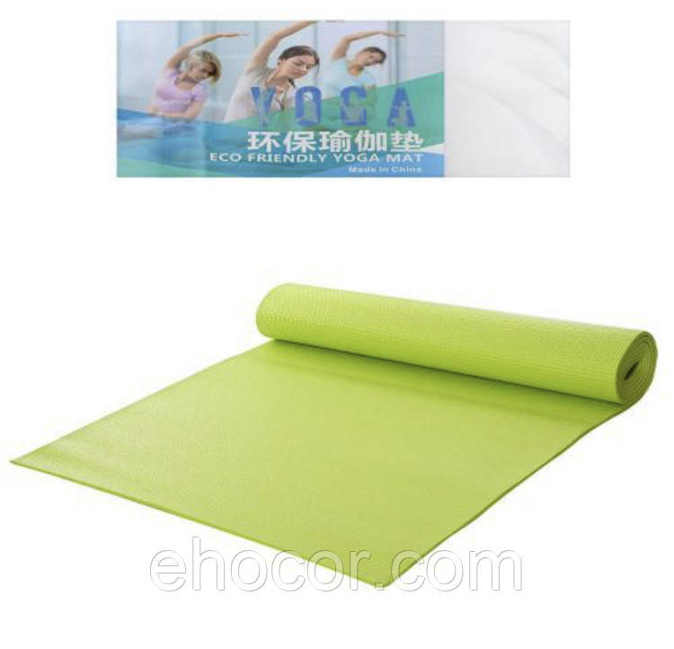 Коврик для фітнесу і йоги PVC 6mm 173*61см Різні кольори