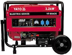 Генератор струму бензиновий YATO: P = 3.2 кВт, U = 230V AC і 12V DC, витрата-1.45 л/г, бак-15 л