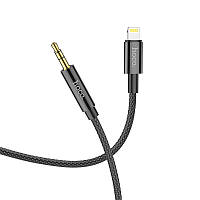 Кабель переходник Lightning на 3,5 mini Mini-Jack (AUX) HOCO digital audio conversion cable (1м, ЦАП). Black