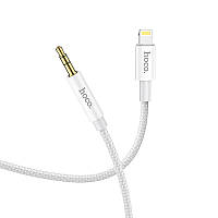 Кабель переходник Lightning на 3,5 mini Mini-Jack (AUX) HOCO digital audio conversion cable (1м, ЦАП). White