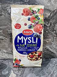 Мюслі Emco Crunchy Muesli з малиною і лохиною без пальмової олії 750 грм