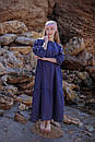 Жіноча сукня 100% льон (колір темно-синій), фото 3