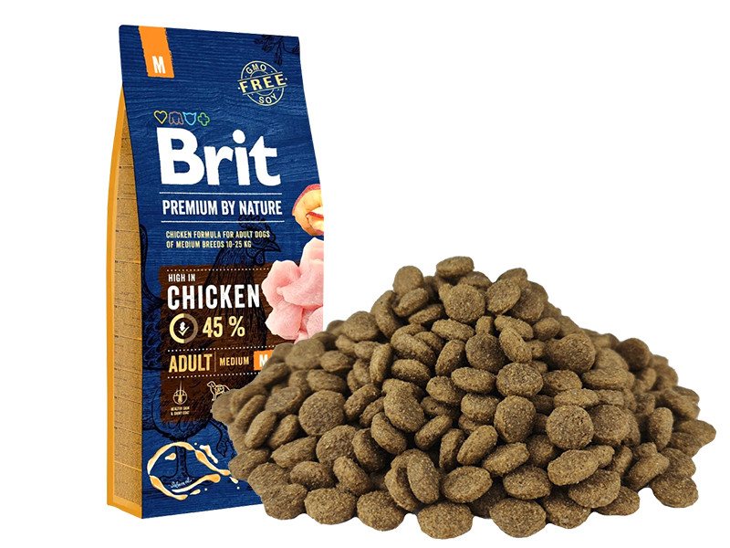Brit Premium Adult M Chicken. Британ преміум, корм з куркою для собак середніх порід, 1 кг (розвіс). 526376