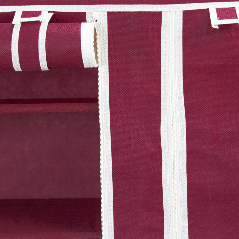 Портативный тканевый шкаф-органайзер для одежды на 2 секции - бордовый (ZK) - фото 5 - id-p890398976