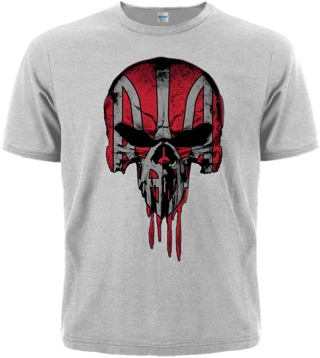 Меланж футболка Череп (Punisher) із Тризубом (червоний), Розмір L, фото 1
