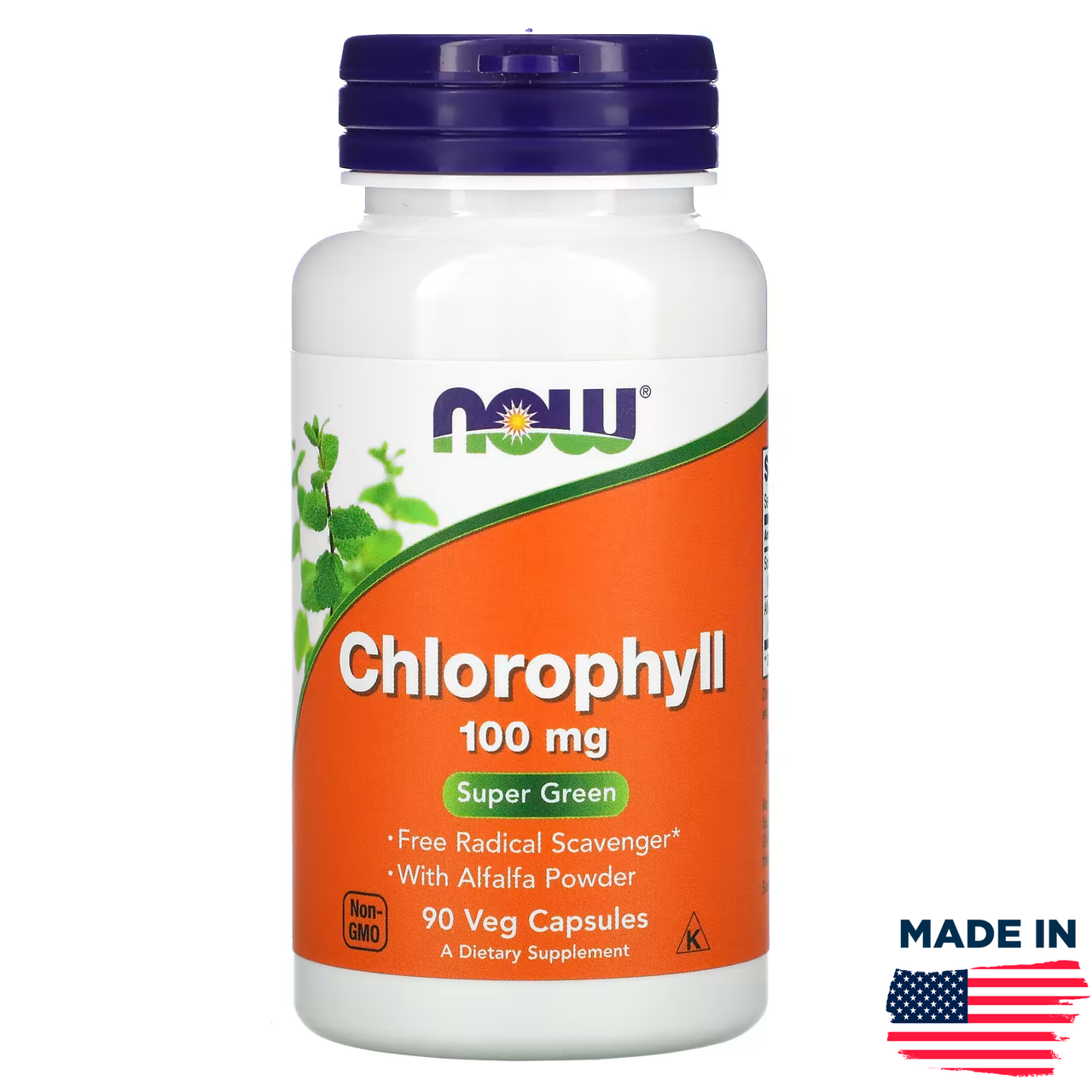 Now Foods, Chlorophyll (Хлорофіл) 100 мг, 90 рослинних капсул
