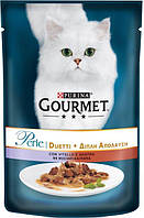 Влажный корм Gourmet (Гурмэ Дуо) Perle Duo для кошек с телятиной и уткой 85г*24шт