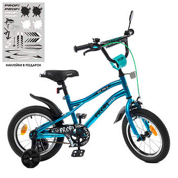 Велосипед двоколісний дитячий 14 дюймів (дзвінок, дзеркало, 75% складання) Profi Urban Y14253S-1 Бірюзовий