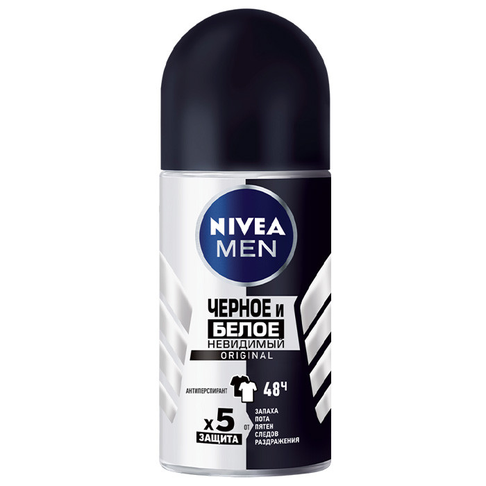 Антиперспірант Nivea deo original для чоловіків Чорне та біле Невидимий 50 мл
