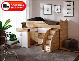 Дитяче ліжко-кімната Bed Room 5 Дуб Тахо, висувна драбина-комод, висувний стіл, вибір кольору фасадів