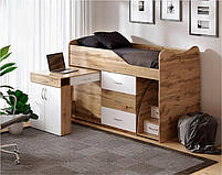 Ліжко-кімната Bed Room-5 колір блакитний, висувна драбина-комод, висувний стіл, вибір кольору фасадів, фото 9