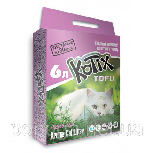 Kotix TOFU СОЄВИЙ наповнювач для котячого туалету Лаванда, 6 л, фото 1