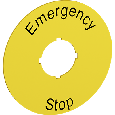 ABB SK615546-2 Шильдик круглий алюмінієвий жовтий Emergency Stop для кнопок Грибок
