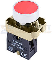 Кнопка без підсвітки плоска e.mb.ba42 червона, без фіксації, 1NС, E.NEXT (p0810110)