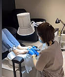 Потужна витяжка для педикюру з круглим фільтром AIR DUST Педикюрна витяжка-пилосос з лампою для майстра, фото 6