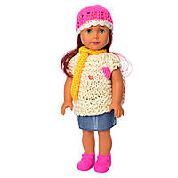 Лялька Яринка 44 см дитяча красива у в'язаному яскравому костюмчику 3 види співає пісню українською М 5443