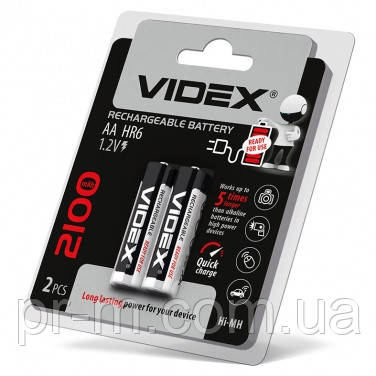 Батарейки акумуляторні VIDEX AA HR6 2100mAh (ціна за 2шт/бл)