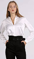 Блузка Рубашка жіноча офісна біла шовкова