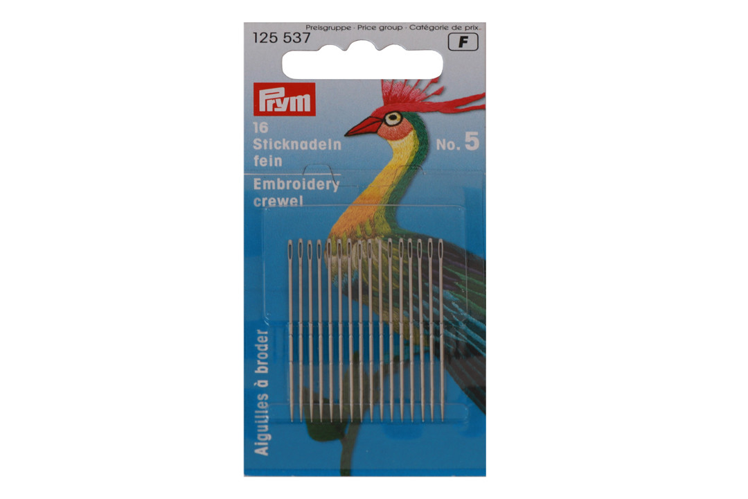 Тонкі голки для вишивки №5, 16 шт, 0,80*41мм, срібло, Prym, фото 1