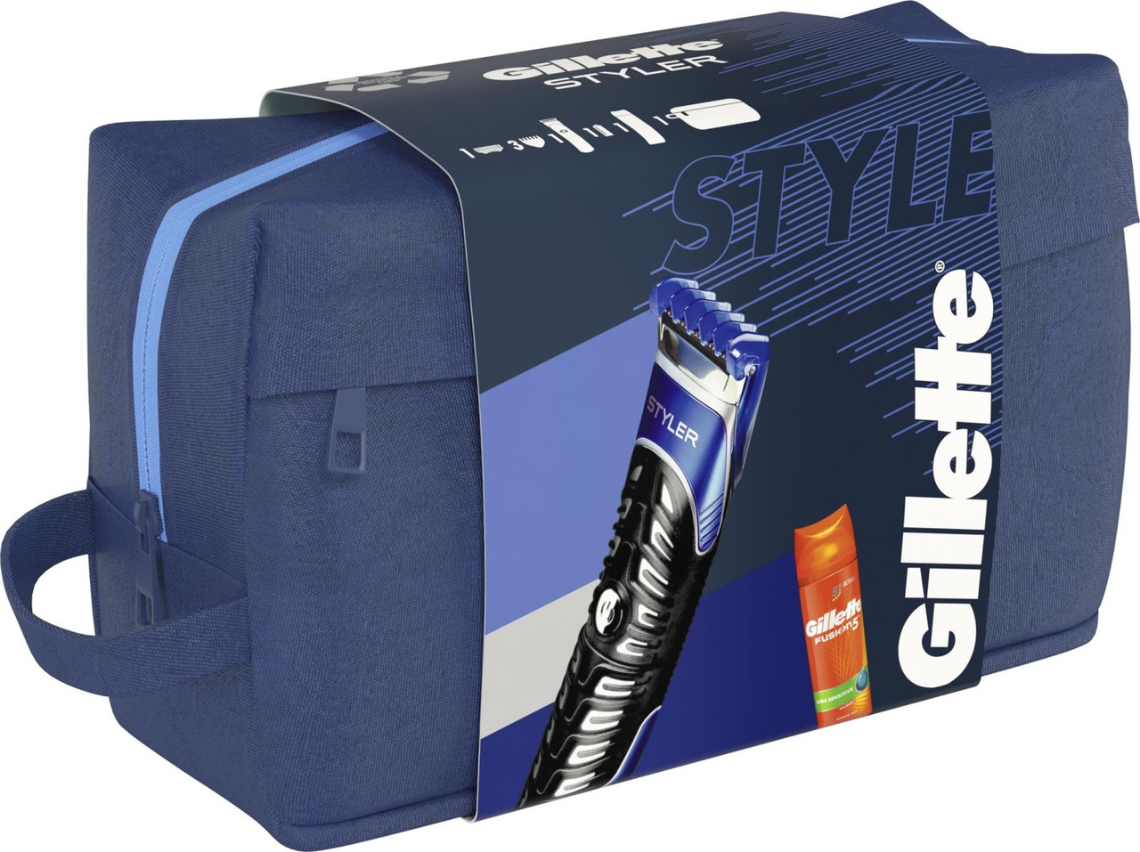 Набір Gillette STYLER (бритва (1) + 3 насадки + гель для гоління 200 мл)