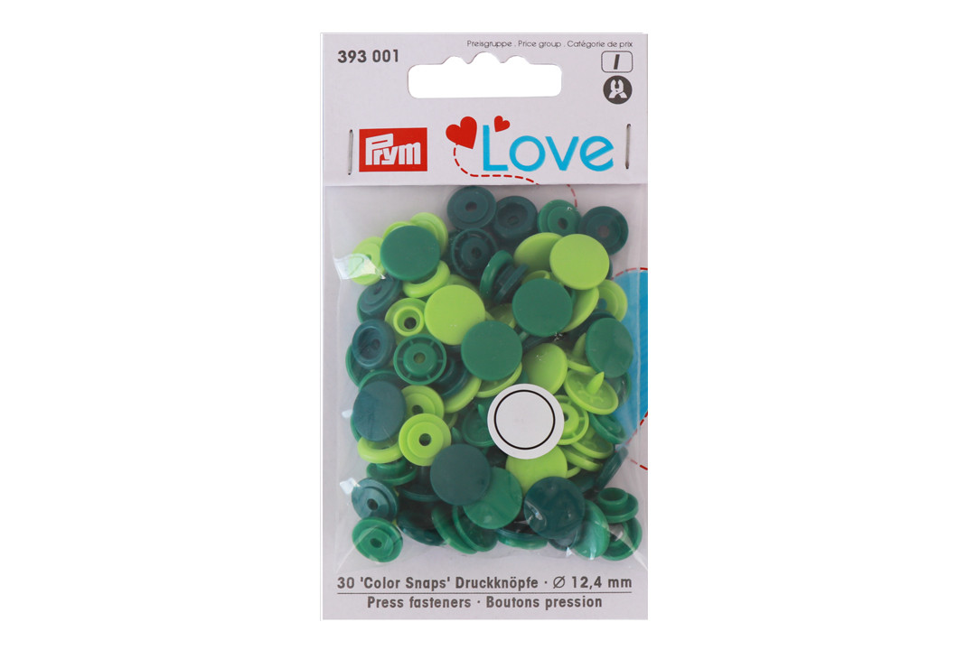 Кнопки "COLOR SNAPS LOVE", 12,4 мм, 30 шт, зелений, Prym, фото 1