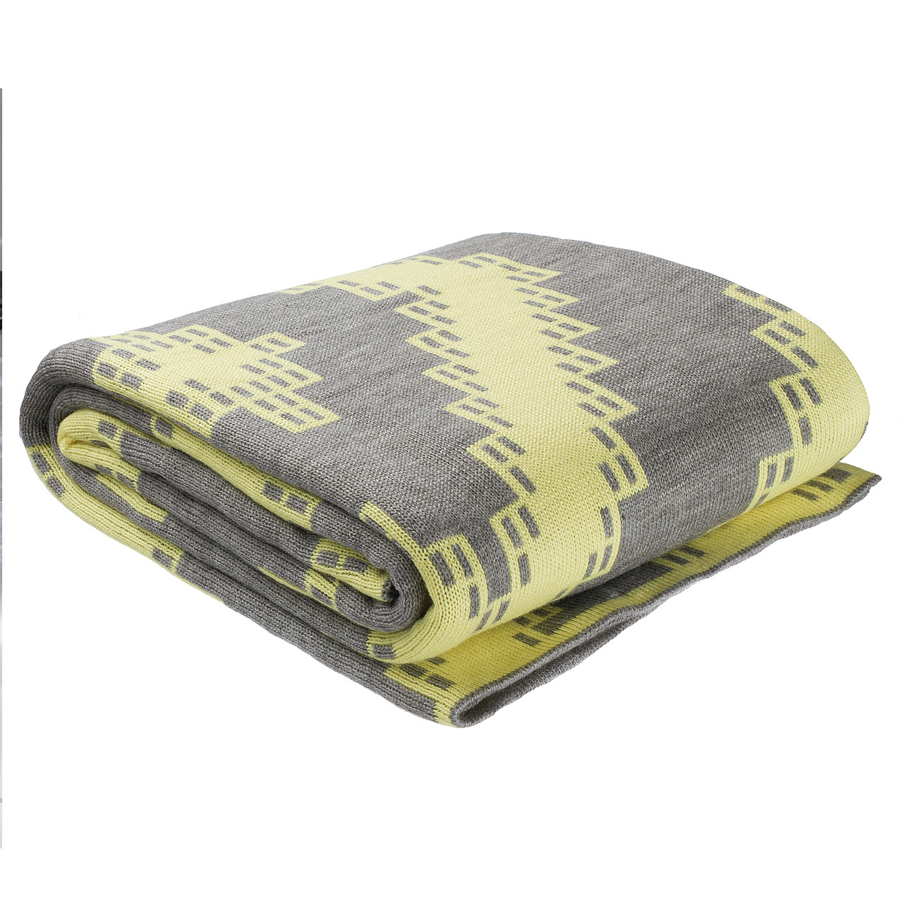 Плед в'язаний Ohaina 210x150 Grey + Yellow