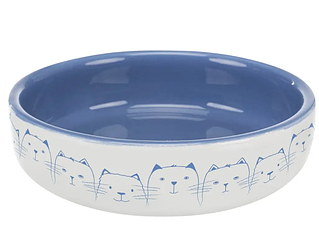 Миска для коротконосих порід котів Trixie (Тріксі порід керамічна синя/біла) 15см/0.3л
