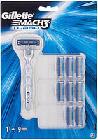 Картридж Gillette "Mach3 Turbo" (9) + Ручка в подарок