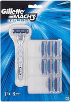 Картрідж Gillette "Mach3 Turbo" (9) + Ручка в подарунок