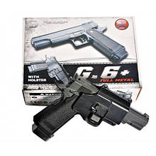 Страйкбольний пістолет Galaxy Colt M1911 Hi-Capa із кобурою метал чорний G6+