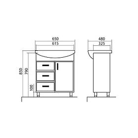 Тумба з умивальником Аква Родос Ассоль 65