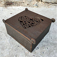 Деревянная коробочка "Сердечко" на крышке 15 х 15 х 8 см