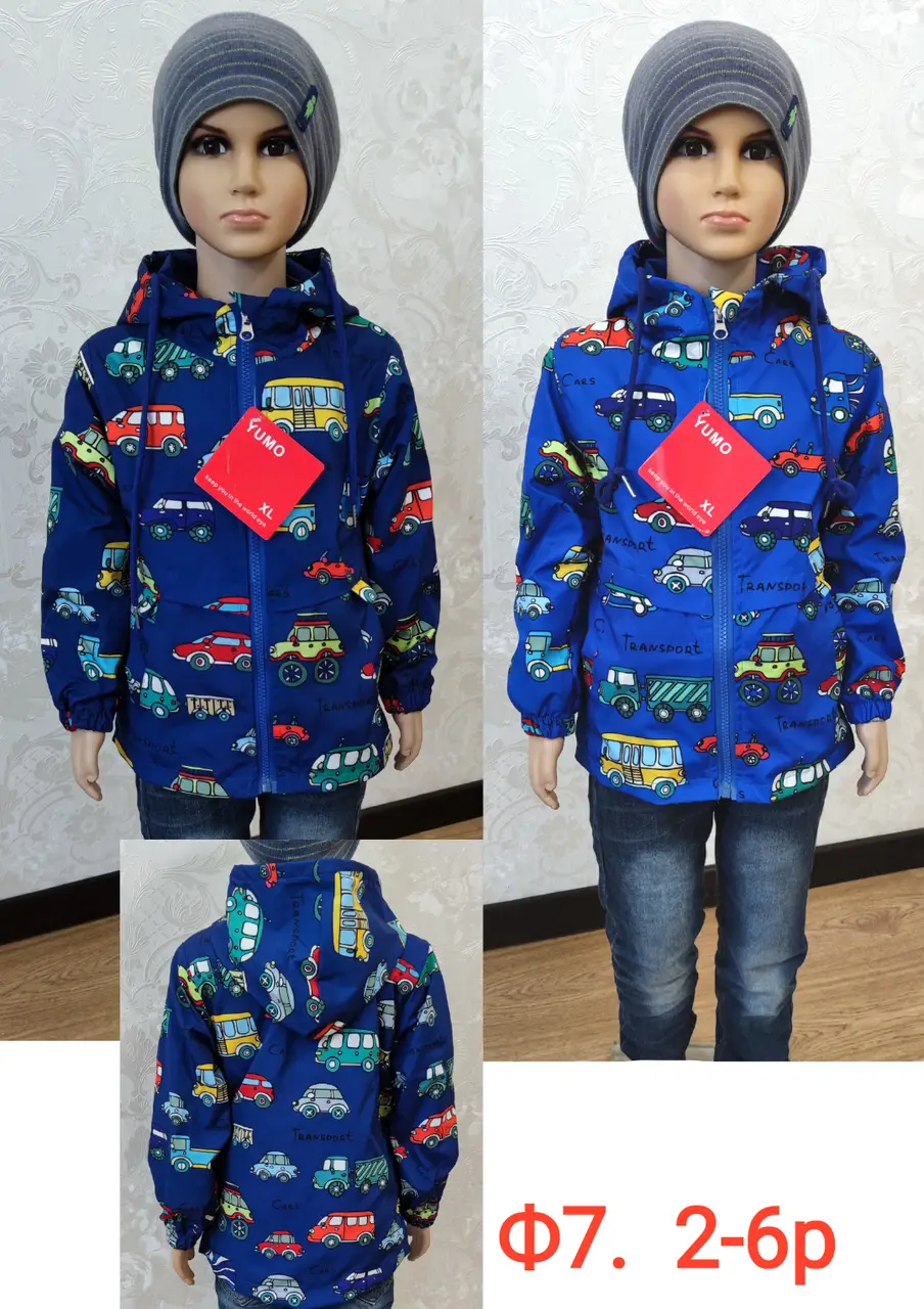 Вітровка для хлопчиків на флісі із зображенням машинки 2-6 років