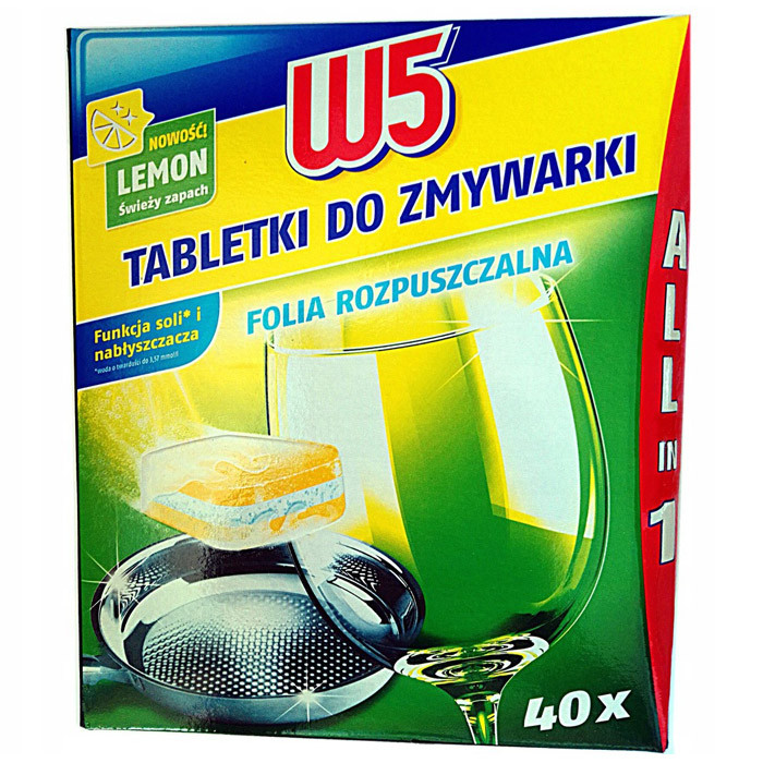 Таблетки для посудомийних машин W5 Lemon 40 шт