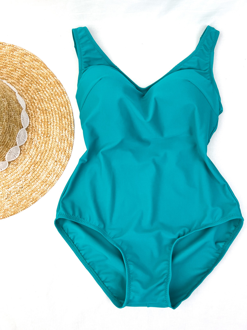 Жіночий купальник з в’язкою бірюзового кольору великих розмірів, фото 1