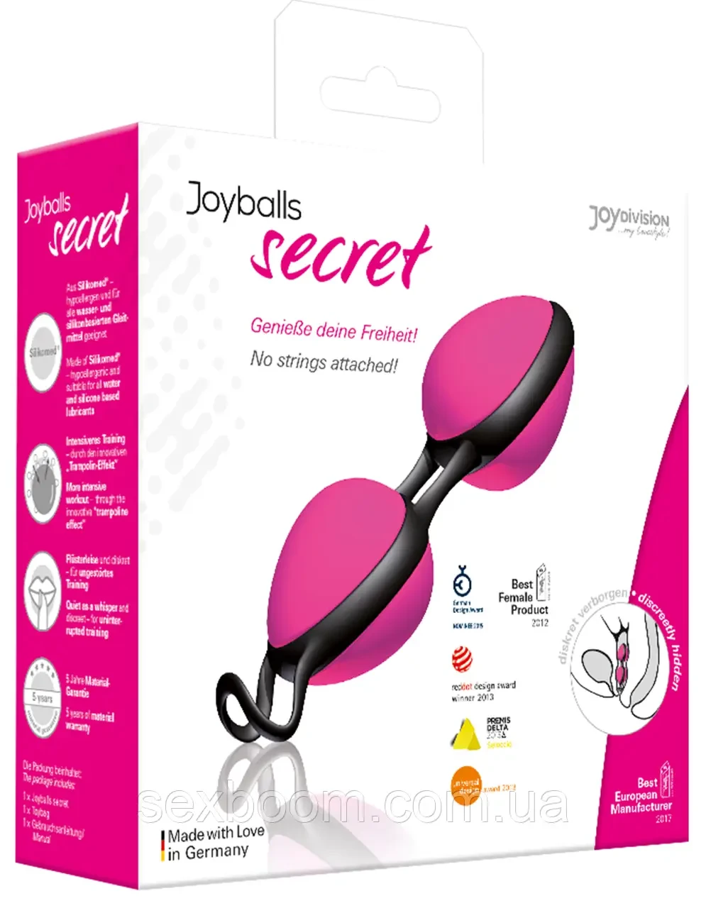 Вагінальні кулькі - Joyballs Secret, magenta/black