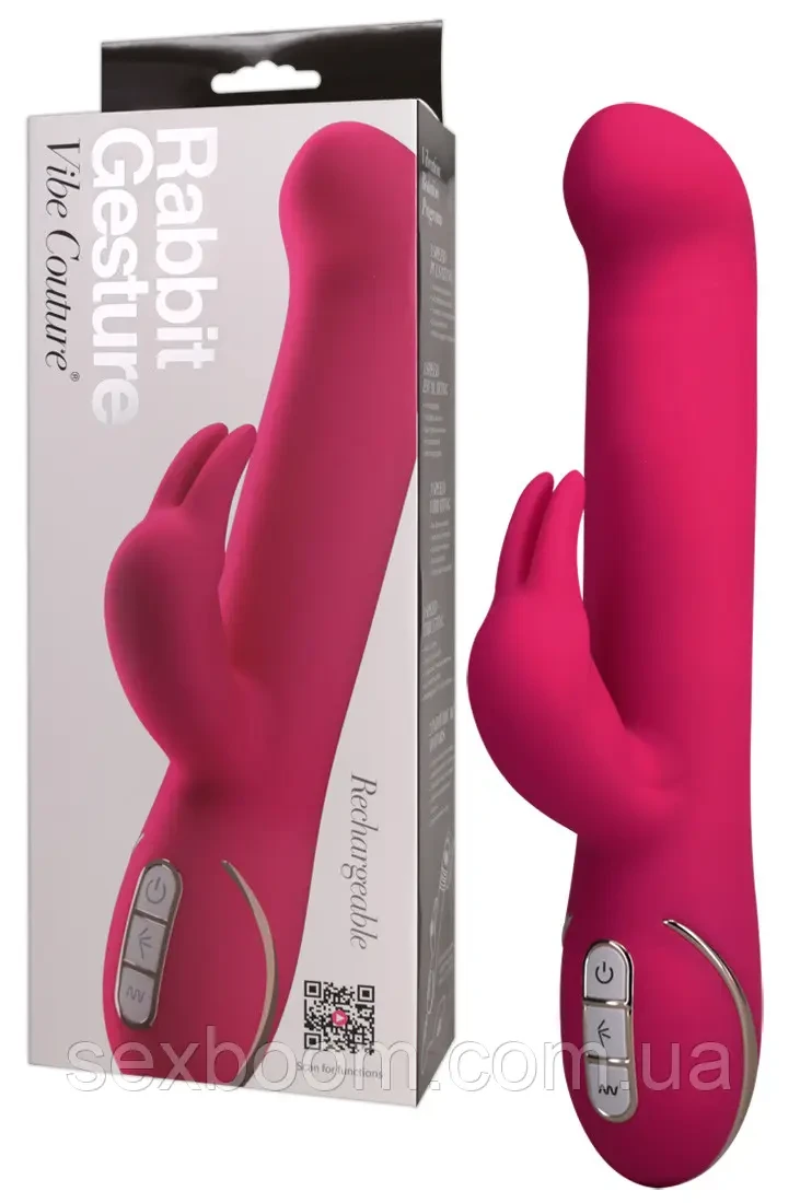 Hi-tech вібратор - Rabbit Gesture Pink Vibrator mit Klitorisreizer
