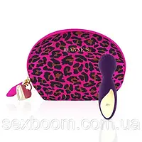 Міні Вібромассажер Rianne S: Lovely Leopard Purple, 10 режимов работы, косметичка-чехол, мед.силикон