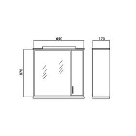 Дзеркало з пеналом Аква Родос Ассоль 65
