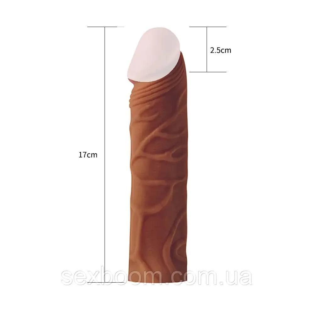 Насадка на член - Pleasure X-Tender Penis Sleeve Brown Add 2"