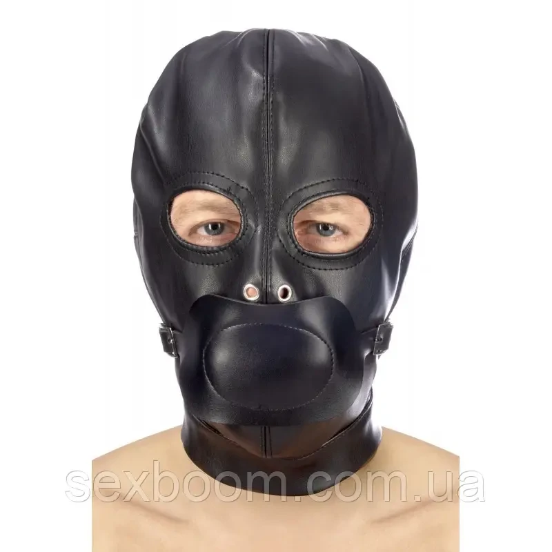 Капюшон з кляпом для БДСМ Fetish Tentation BDSM in hood leatherette with removable gag