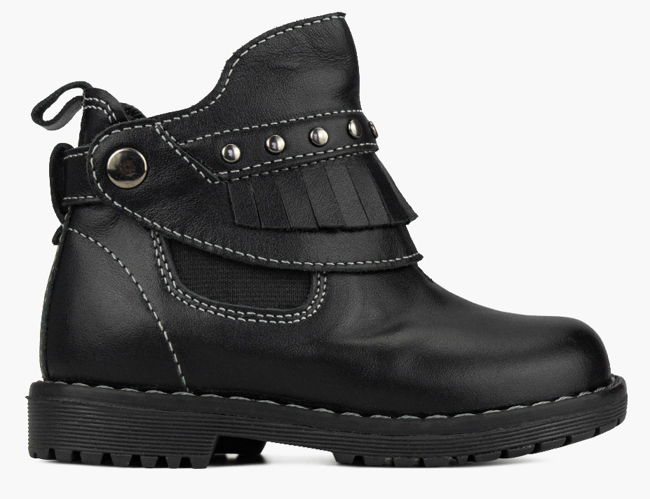 Черевики низькі дитячі для дівчаток чорні натуральна шкіра Україна Miracle — розмір 21 (14 см) (модель: Mir7117-25Kblack), фото 1