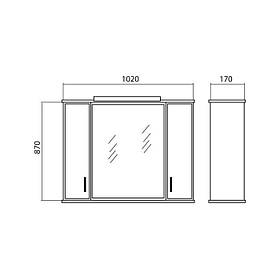 Дзеркало з пеналом Аква Родос Ассоль 100