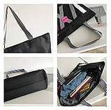 Сумка дорожня спортивна жіноча в стилі Вікторія Сікрет. Сумка жіноча нейлонова пляжна VS (чорна), фото 4