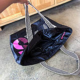 Сумка дорожня спортивна жіноча в стилі Вікторія Сікрет. Сумка жіноча нейлонова пляжна VS (чорна), фото 5