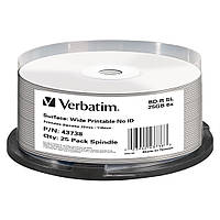 Диск BD Verbatim 25Gb 6x Cacke 25шт Wide Printable (43738)