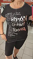 Черная женская блуза футболка шелк