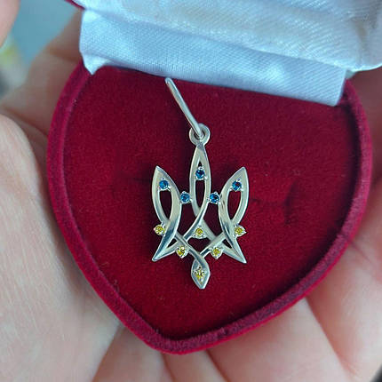 Тризуб з камінням, Кулон Герб  Тризуб, Тризубець, Герб України, Україна, кулон, підвіска, амулет, талісман, фото 1